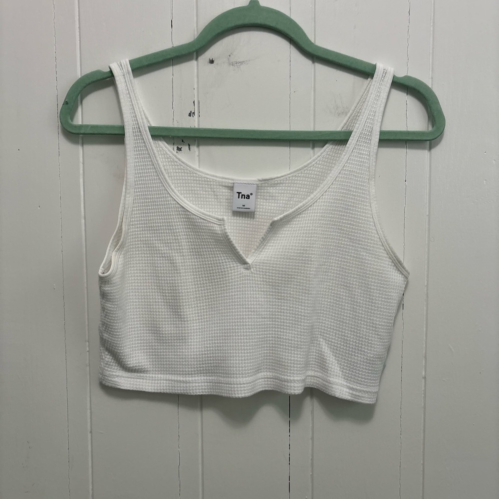 Aritzia White Waffle Tank